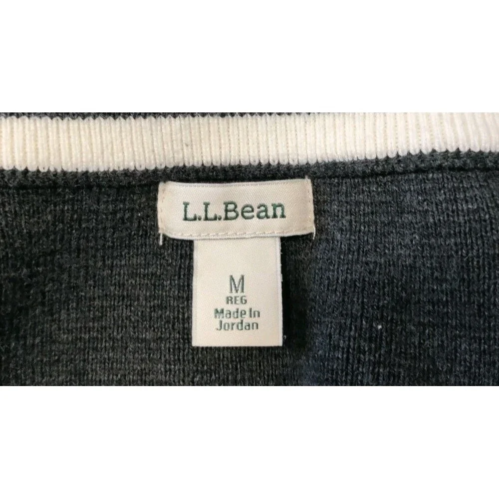 L.L. Bean Cardigan Sweater Women's M Gray Long Open Front Cotton Cashmere EUC
